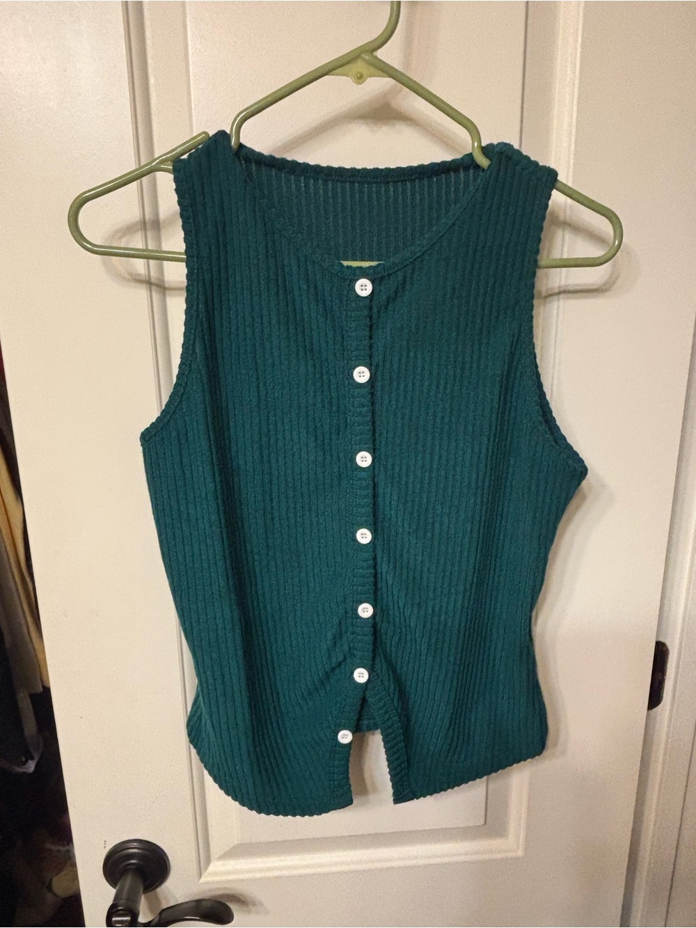 SHEIN Teal Ribbed Button-Front Tank